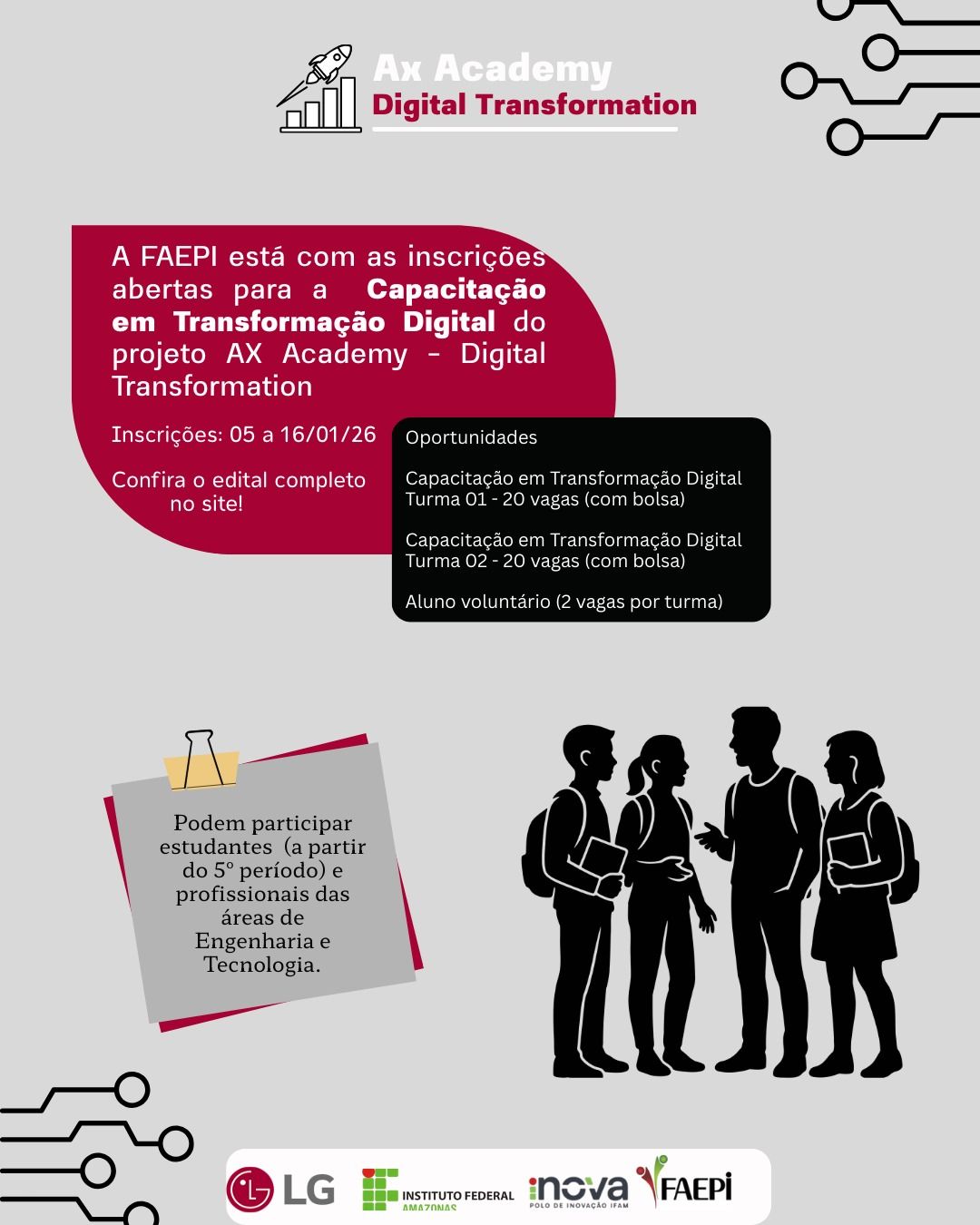 O Polo de Inovação do IFAM está com vagas abertas para Bolsistas no Proj. AX ACADEMY